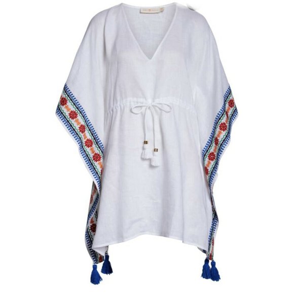 Tory Burch Ravena Embroidered Linen Beach Caftan - Picture 6 of 12